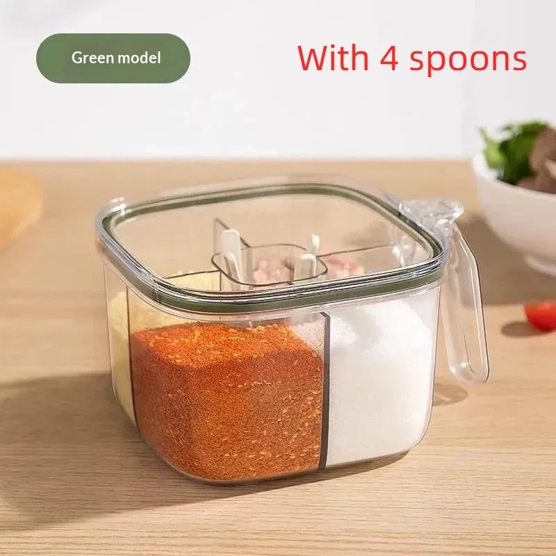 1 Set Multi Grid Multi-Function Seasoning Storage Jar Glutamate Pepper Storage Transparent Seasoning Box