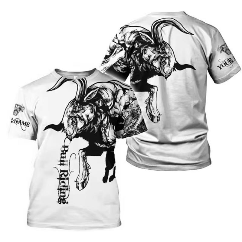 3D nordafrikansk oksetrykk-t-skjorte herre Overdimensjonert glatt spansk tyrefekting Løs t-skjorte Street Wear-t-skjorte sommer