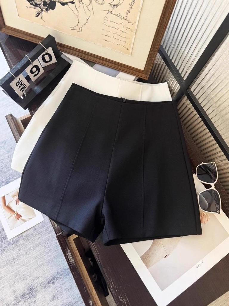 2025 Spring/Summer Women's Minimalist Grey High-Waist Suit Shorts: Slimming Straight-Leg A-Line Casual