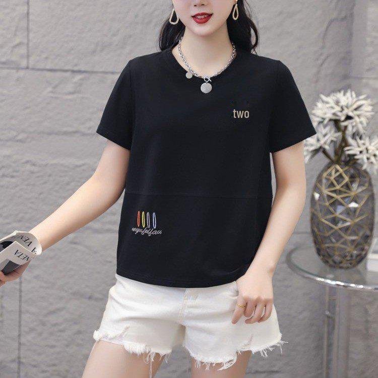 2026 Summer Women's Printed Round Neck Loose Casual Short Sleeve T-Shirt