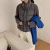 Winter new big-looking stand-up collar splicing knitted sleeves white duck down jacket short jacket women