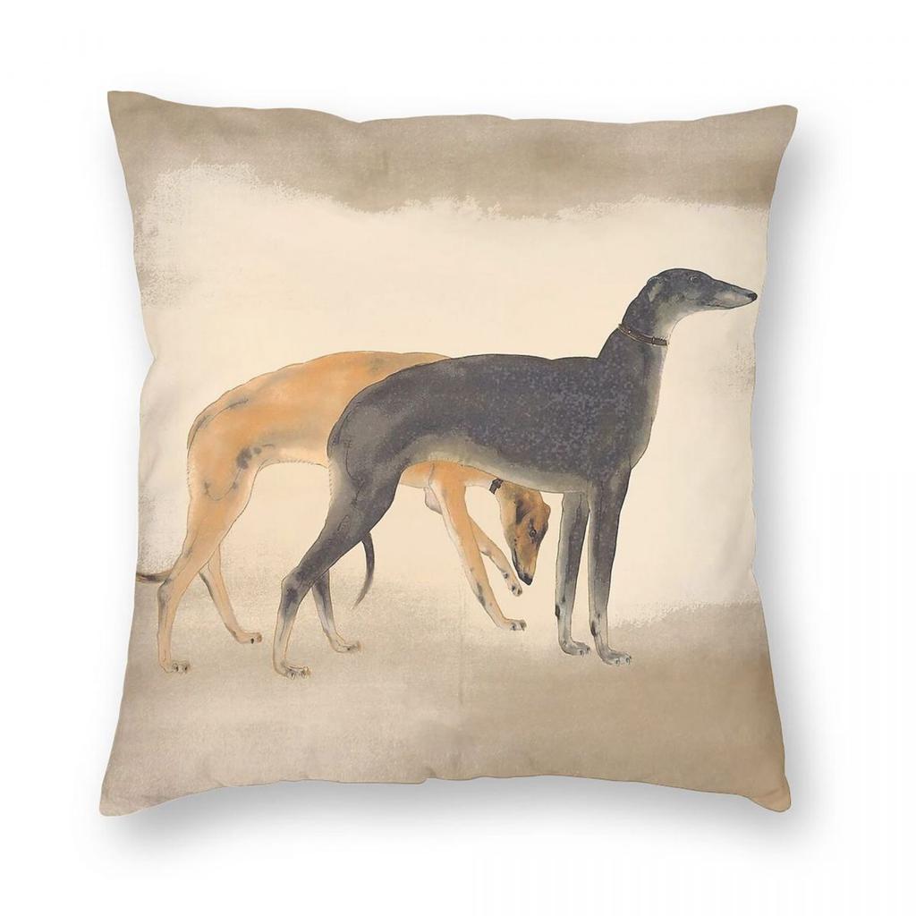 Two Greyhounds Square Pillowcase Polyester Linen Velvet Printed Zip Decor Sofa Seater Cushion Case Wholesale