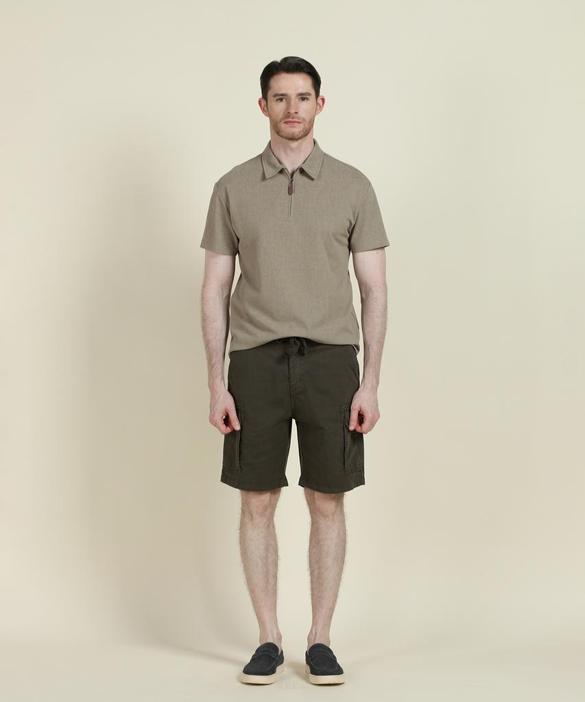 PANICALE Khaki Drawstring Cargo Shorts