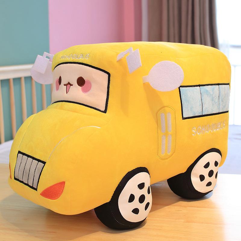 Cartoon Simulation Car Bus Police Car Throw Pillow Plush Toy Children Soothing Doll Rag Doll Birthday Gift