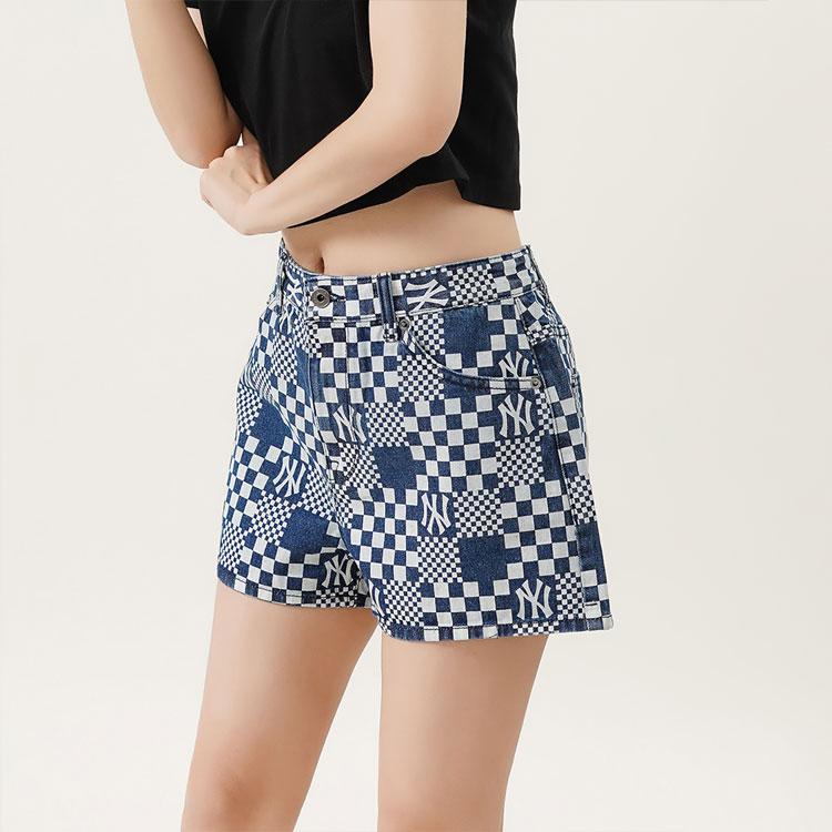 New MLB Denim Shorts Women's Blue 3FDPM0323-50BLS