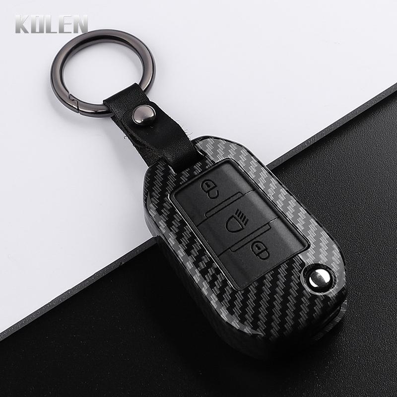 ABS Carbon Fiber Style Car Key Case Cover For Peugeot 208 308 T9 508 2008 3008 4008 For Citroen C4 For Opel Corsa Crossland X