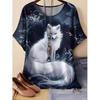 XL-7XL Plus Size Women's Men Tiger Casual 3D Print Loose Round Neck Short Sleeved T-shirt Top
