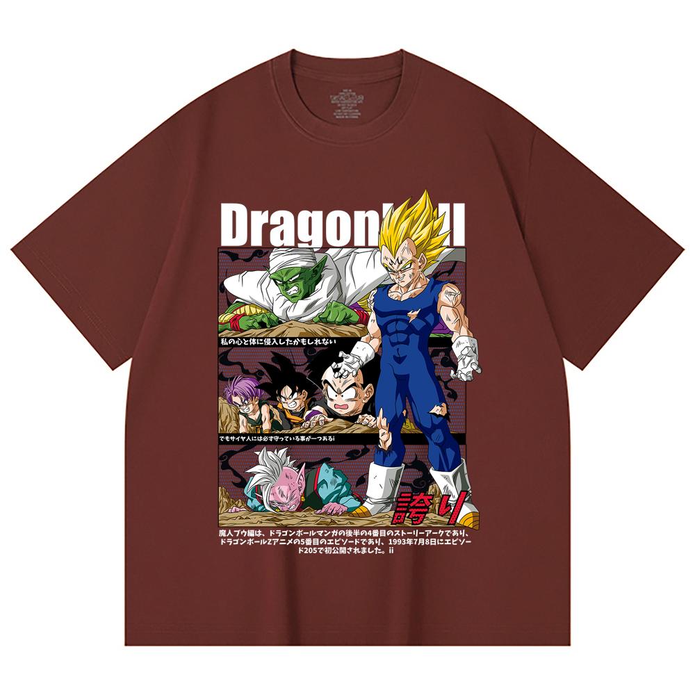 230 Gsm 100% Cotton Dragon Ball V6 Majin Vegeta Print Unisex Heavy Cotton T Shirt