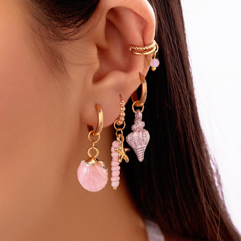 Marine Starfish Drop Earrings For Girls With Zinc Alloy Material Summer Gift