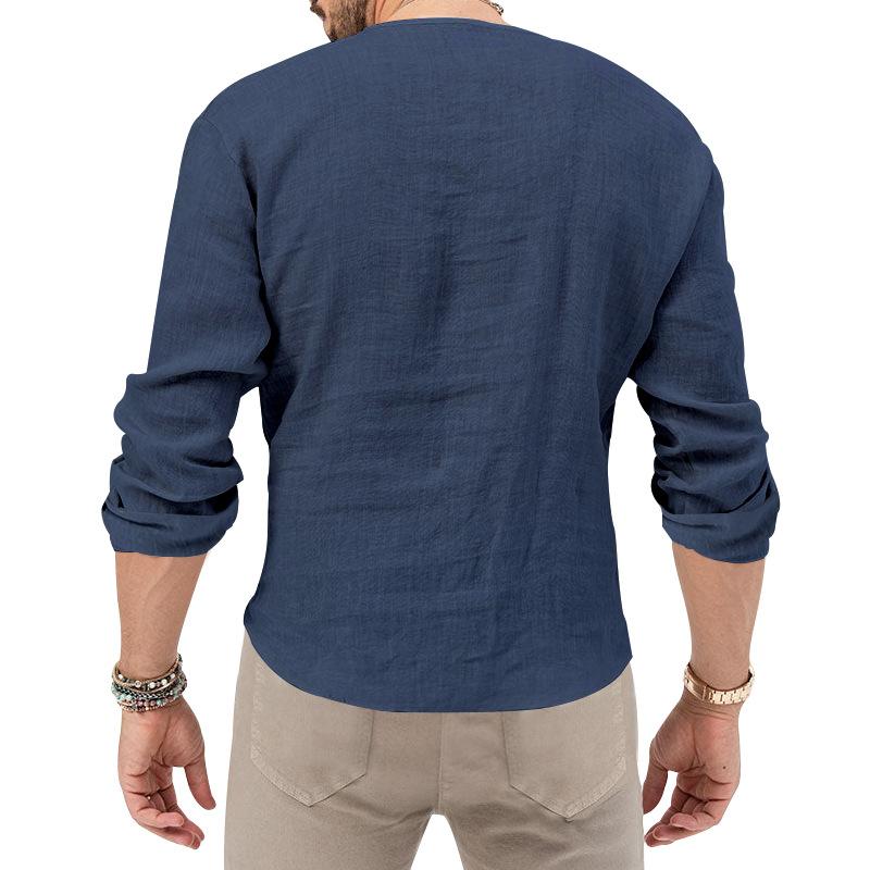Men's Deep V-neck Shirt Europe and The United States Solid Color Tops Sports Men's T-shirt