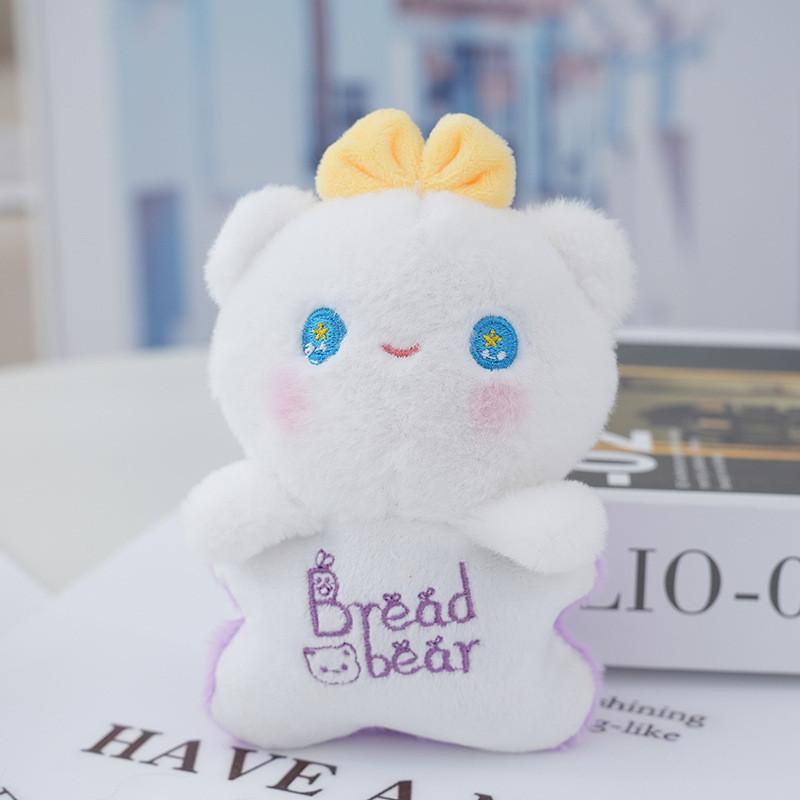 Cute Teddy Bear Plushie With Bow Tie Soft Pp Cotton Stuffed Animal Key Pendant Yellow Bow