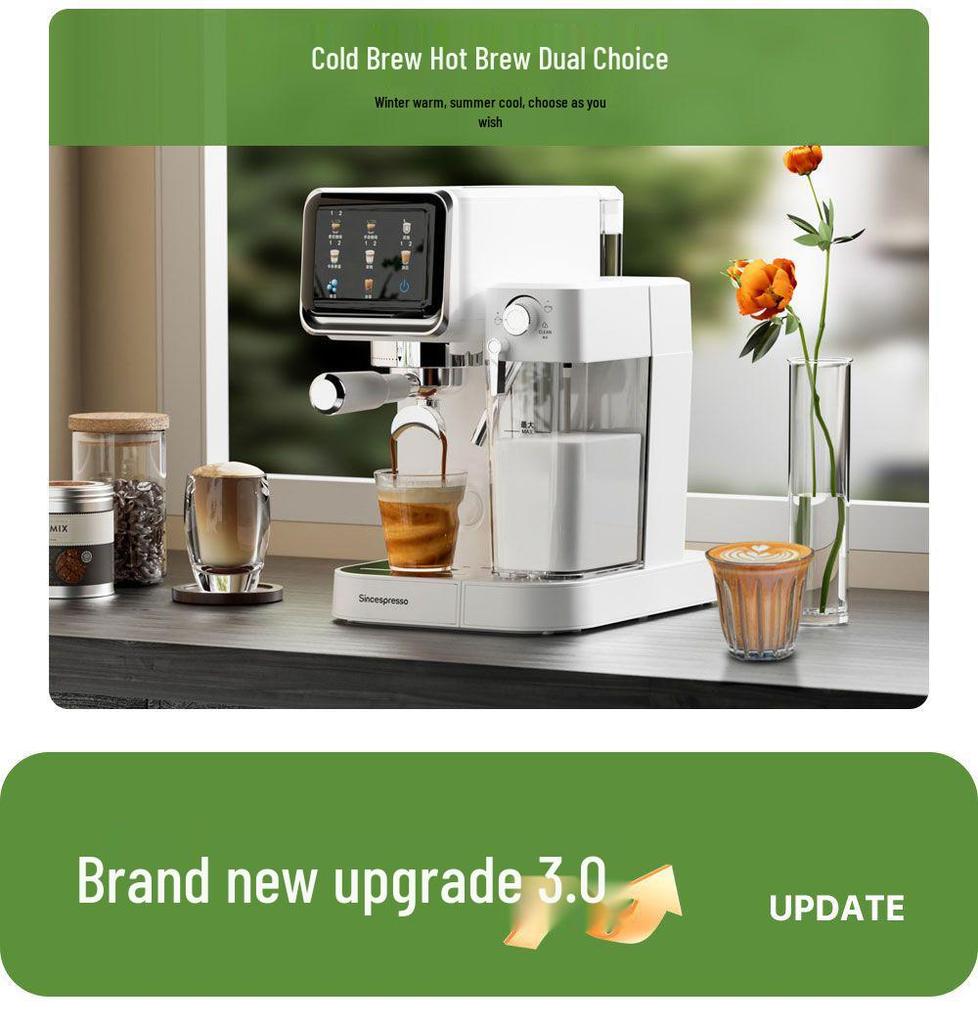 Compact Home Coffee Machine, Dual Hot/Cold Extraction, One-Button Operation, Smart Milk Frother, Fully Automatic