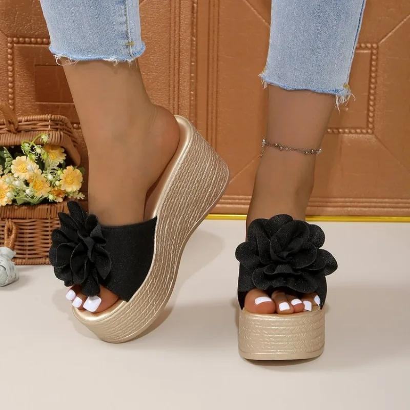 Women's Slippers New Summer Open Toe Shoes Slope Heel Thick Sole Shoes Casual Fashion Women