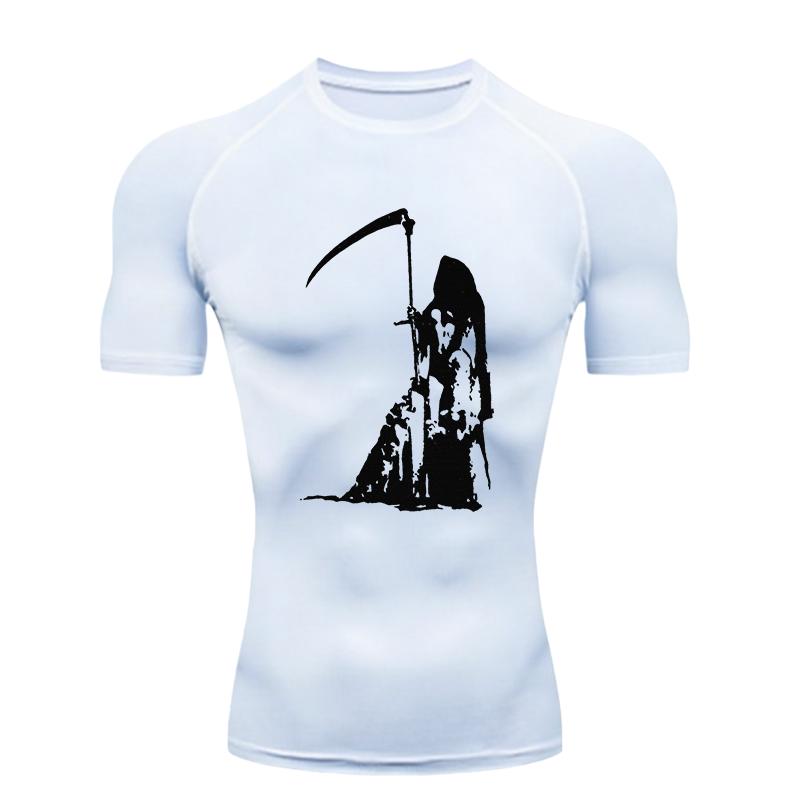 Grim Reaper  Men's Sports T-shirt Training Compression Quick Dry Short Sleeve Rashgard Tops Jogging Running Workout T-Shirt