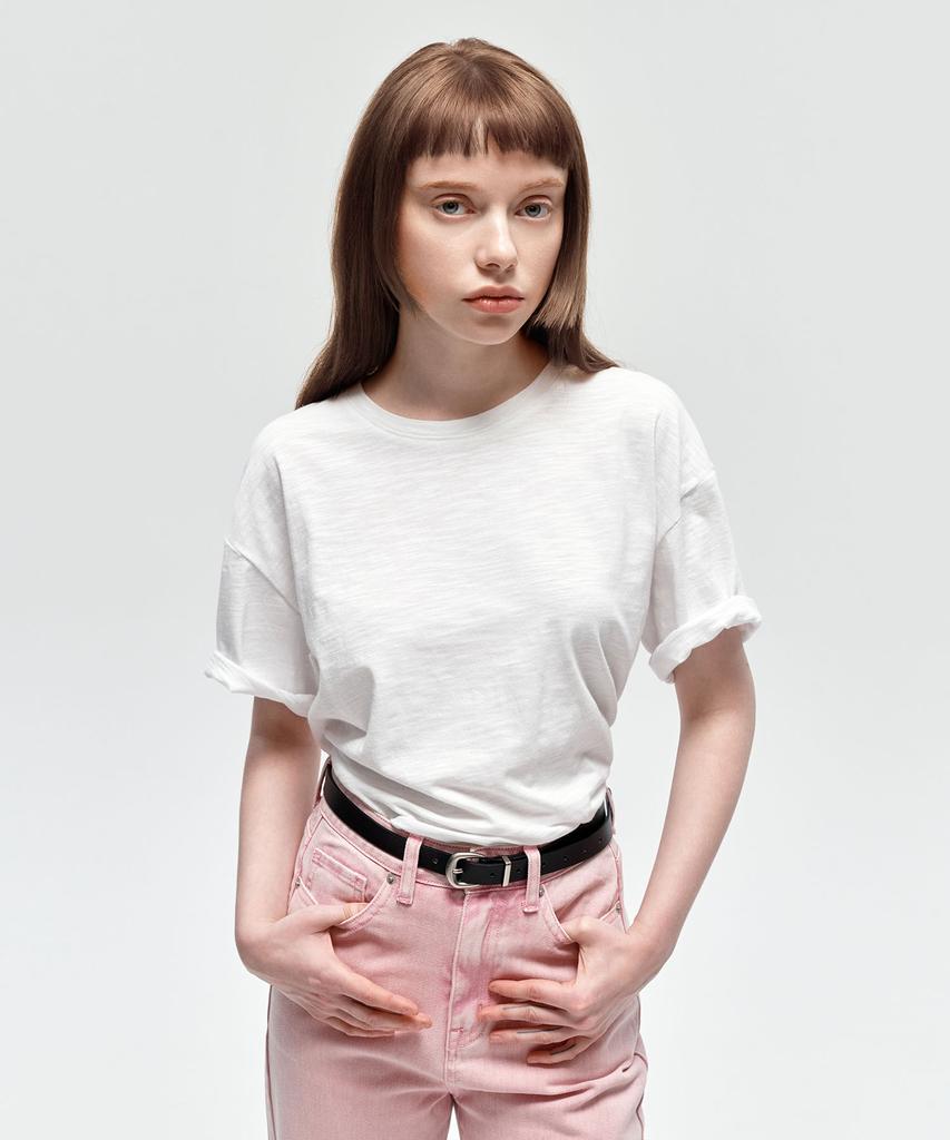 CITYBREEZE Slub Loose Fit Short Sleeve T-Shirt_White
