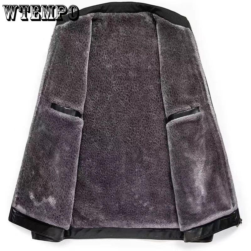 Autumn and Winter Fur As One Men's Leather Jacket Padded and Thickened Motorcycle Leather Jacket Fur Coat Male
