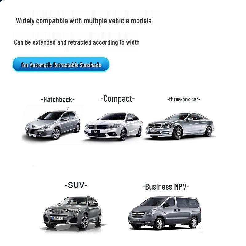 Automatic Retractable Car Sunshade for Front Windshield: Sun Protection, Heat Insulation, and Visor Curtain.