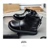 Girls' Black Martin Short Boots with Velvet - 2025 Autumn/Winter Edition Leather Princess Shoes