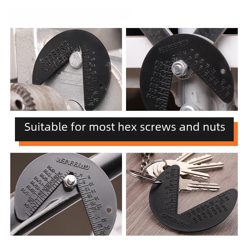 Green Forest Hexagonal Screw Nut Metric British 60° Radius Gauge and Tooth Distance Measuring Tool.