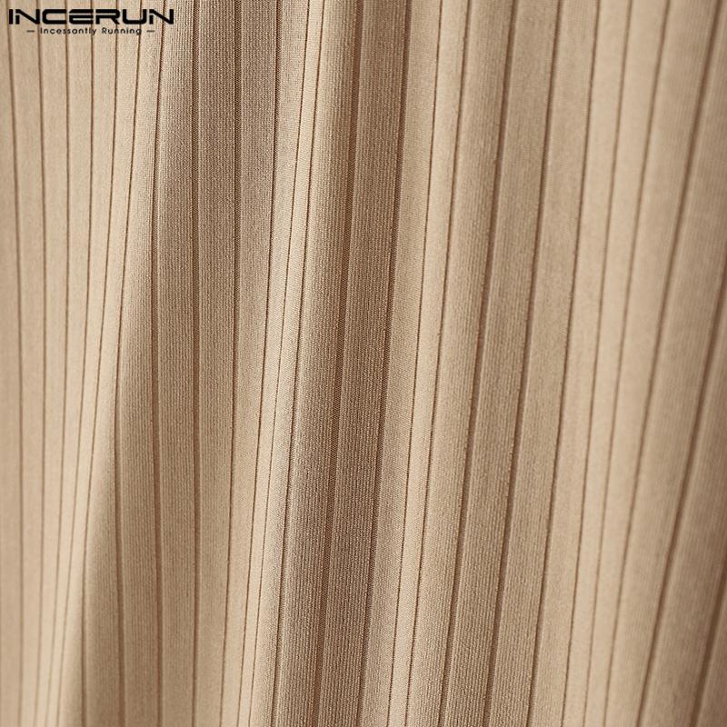 INCERUN Autumn Men Long Sleeve Fake Two-piece Layers Rib Long Casual Tops Pullovers