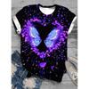 Summer Round Neck Flower Butterfly Pattern 3D Print Top Fashionable Casual Short Sleeved Women's T-shirts
