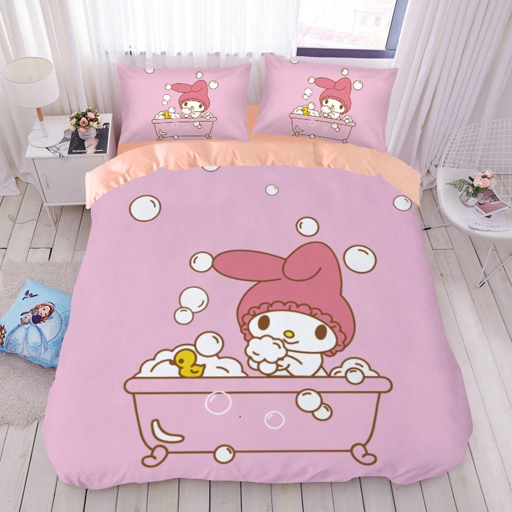 My Melody Bedding Sets Comforter Quilt Bed Cover Duvet Cover Pillow Case 2-3 Pieces Sets Kids Adult Size Cartoon Decoration