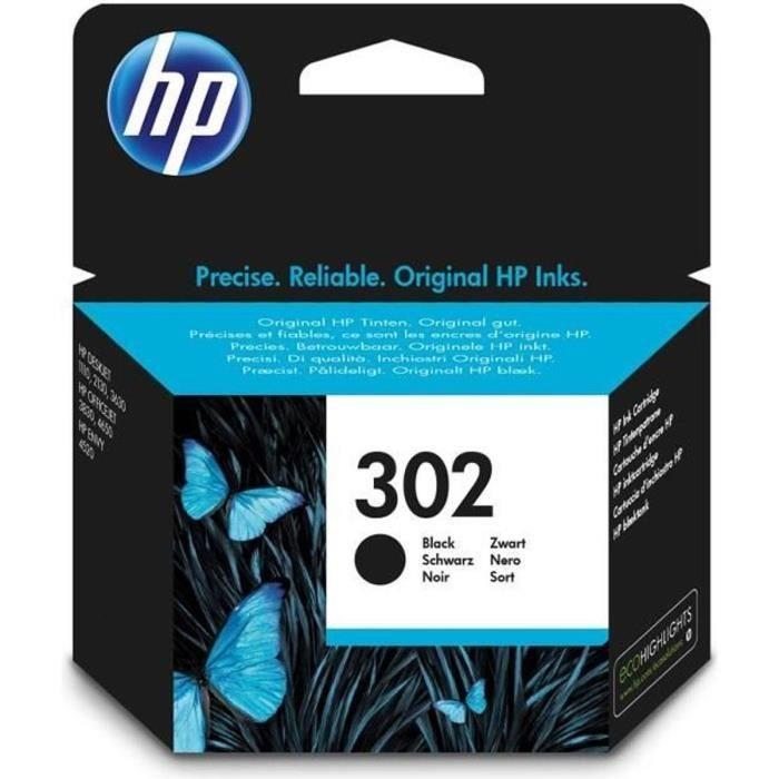 HP 302 Cartouche D'encre Noire Authentique (F6U66AE) Pour HP DeskJet 2130/3630 Et HP OfficeJet 3830