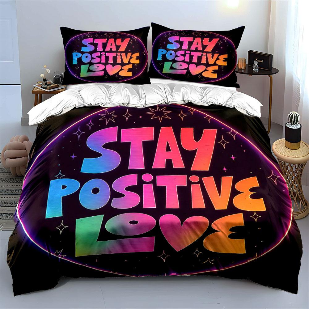 Colorful Motivational Poster Set Soft Comfortable Duvet Cover Bedding Set Included 1*Duvet Cover & 2*Pillowcases, Gift