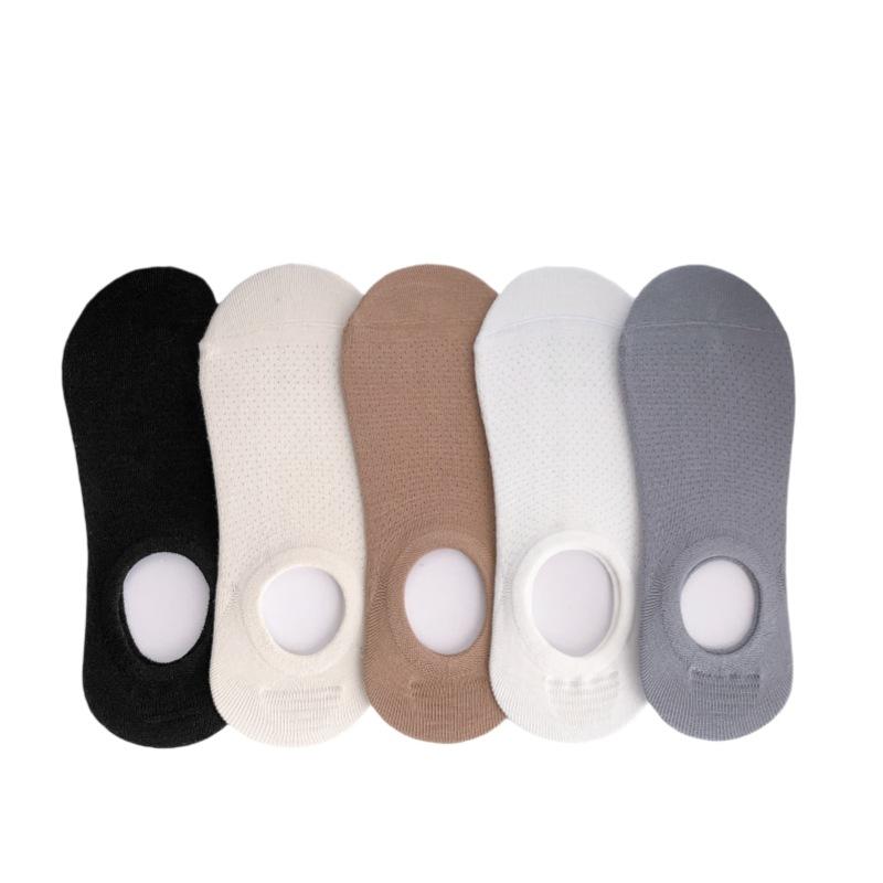 Men's Summer Thin Mesh Breathable Boneless Invisible Socks Silicone Non Slip Heel Socks