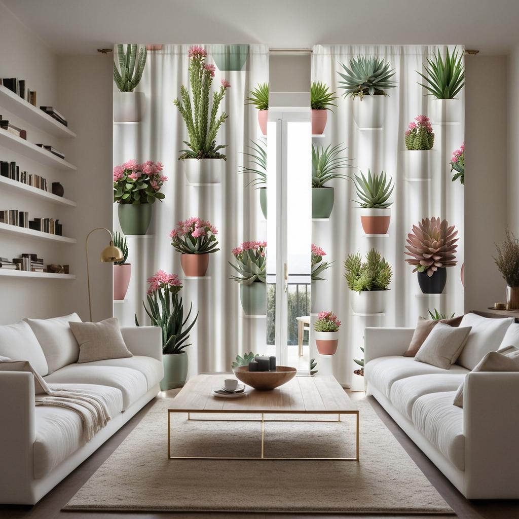 2pcs HD indoor pot pot Green plant decorative curtain Green digital printed curtain home decoration style decoration living r