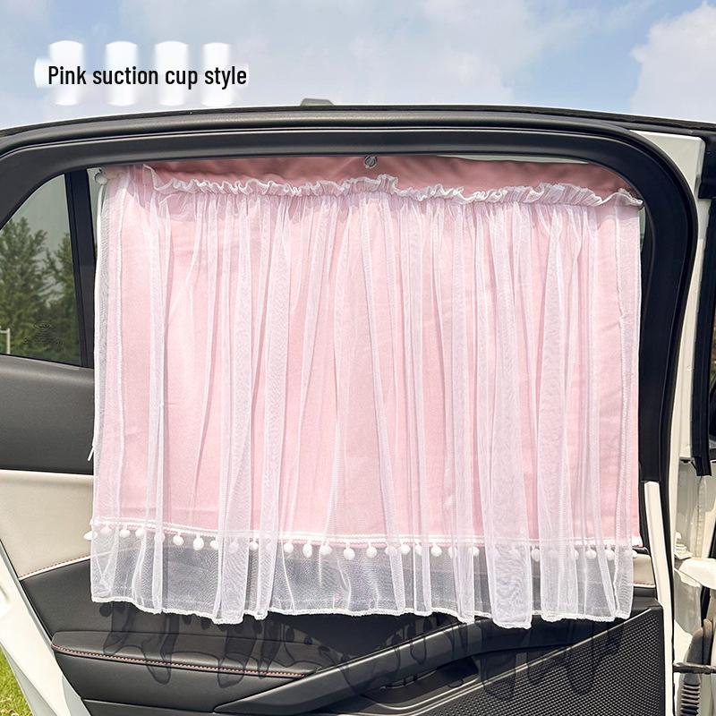 Baby Car Window Sun Shade Curtains with Suction Cups - Lace Sun Blinds for Side and Rear Windows
