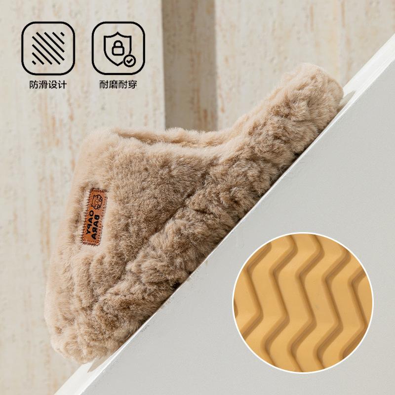 Cotton slippers non-slip couple models 2025 autumn and winter new non-slip non-stick wool warm home indoor and outdoor cotton shoes