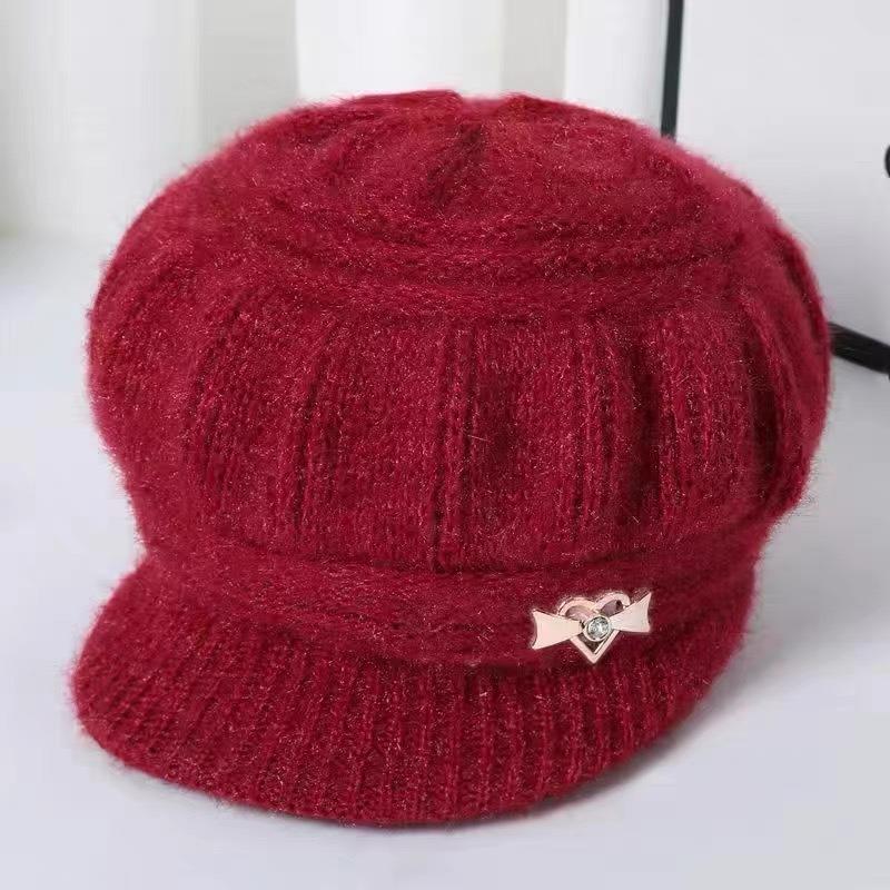Middle-aged hat women's autumn and winter casual pullover hat old lady fleece thickened ear protector mother thickened in winter