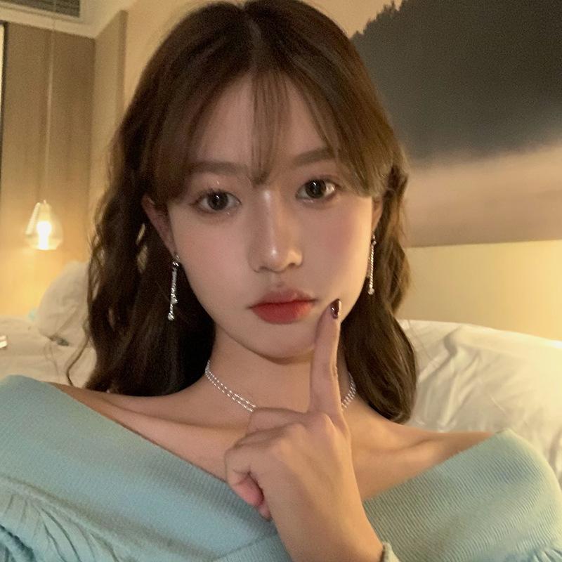 Korean temperament super long chain fringed earrings women's long simple earrings Internet celebrity earrings