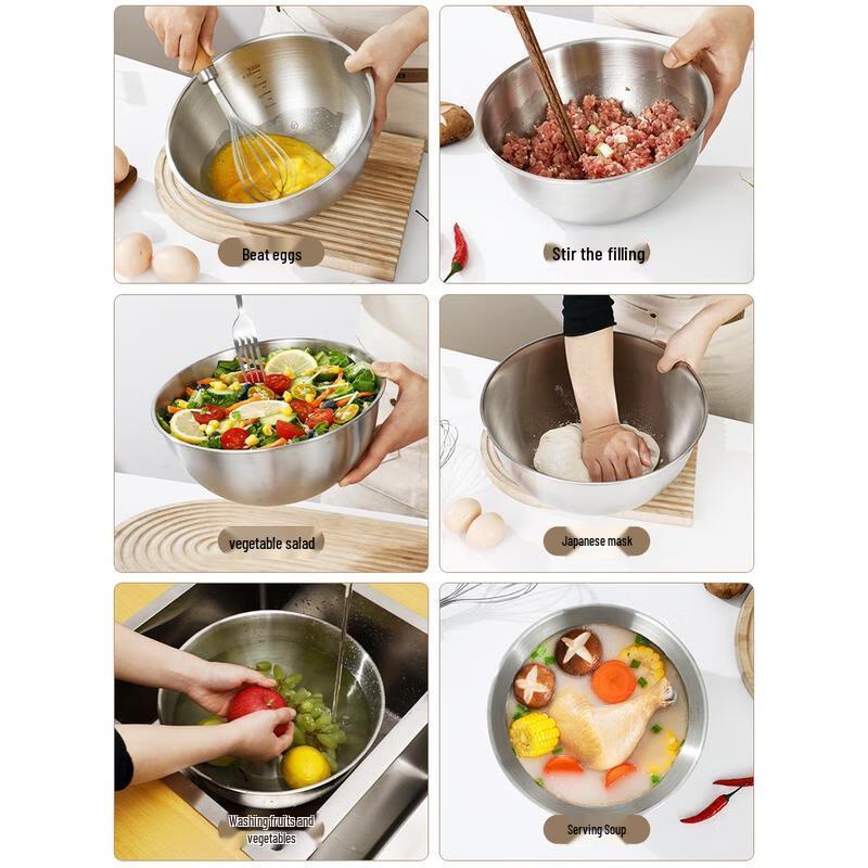 HANDUNYOU Lebensmittelqualität 304 Edelstahl Rührschüssel