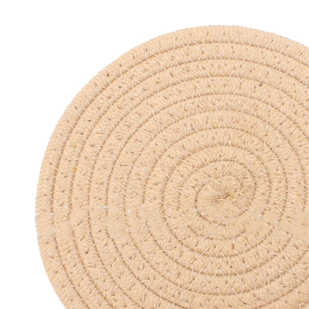 Koppunderlägg Rund Väv av Bomullstråd Handgjord 4,3 tum Isolering Tjock Mångsidig Dryckesunderlägg för