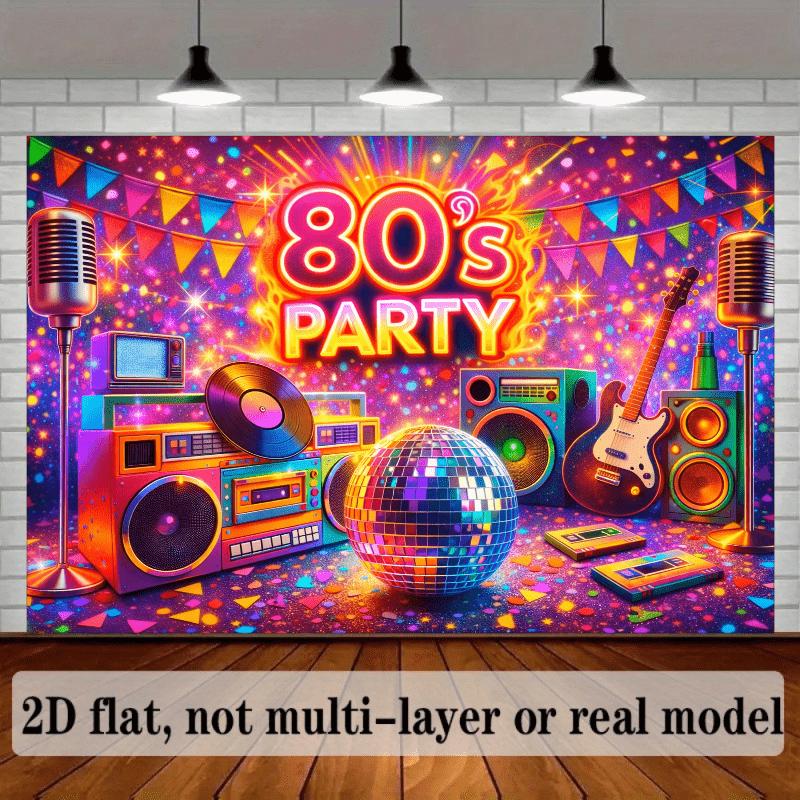 80s Retro Party Backdrop Decorations - Neon Sign "80s Party" Birthday Party Wedding Photography Studio