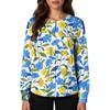 Women's Casual Long Sleeve Single Breasted Hawaiian Print Caregiver Jacket Cardigan Top Lightweight Button Up Shirt for Work