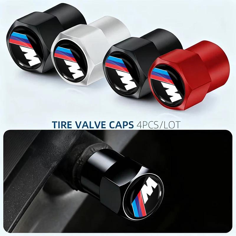 4Pcs/Set Car Wheel Tire Valve Caps Metal Stem Cover For BMW M6 M5 M3 X1 X3 X5 E38 E39 E46 E53 E60 E61 E64 E70 E71 E85 E87 E90