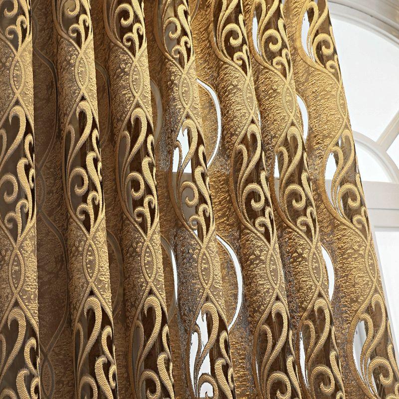1 stuks Elegante Gouden Jacquard Raamgordijn voor Woonkamer, Slaapkamer en Balkon - Perfecte Huisdecoratie