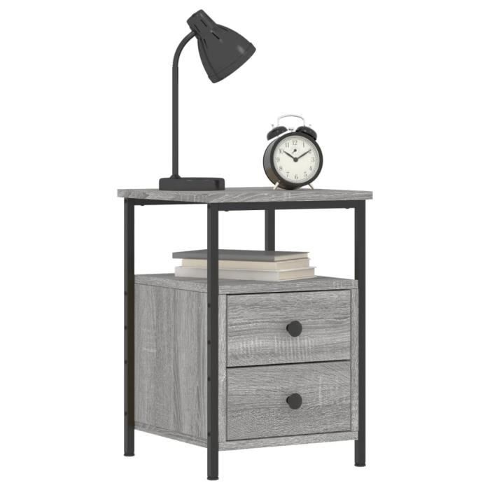 VidaXL Tables de chevet 2 pcs sonoma gris 34x35,5x50cm bois ingénierie 826020