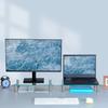 SKRYARD Monitor Desk Height 40cm 20kg Weight Keyboard Clear Tempered Set of 2 Stand, Stand, Adjustable, Wide, Capacity, Storage, Stable, Glass,