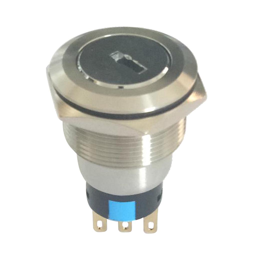 22mm Stainless Steel ON/OFF Electronic Key Switch Lock with 2 Keys 2NO+2NC