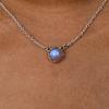 Moonstone Crystal Necklace , Genuine Rainbow Moonstone Sterling Silver  Bohemian Necklace , Feminine Necklace, Blue Sheen Moonstone Necklace