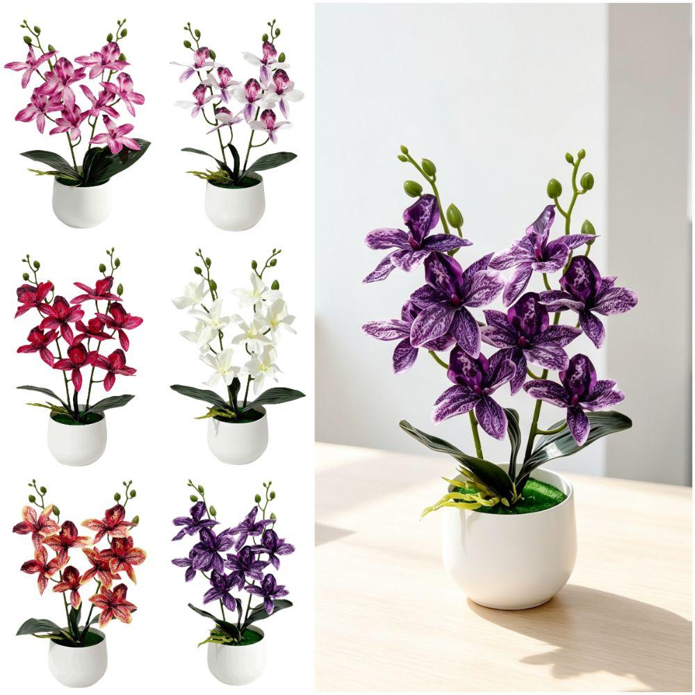 Silk Petals Simulation Cymbidium Bonsai Multicolor Simulated Orchid Plant Office Hotel