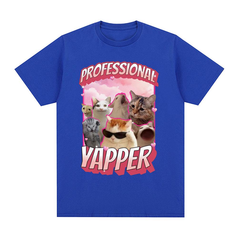 

Vintage Funny Professional Yapper Meme Cat Graphic T-Shirt Men Fashion Short Sleeve T Shirt Cotton Casual Comfort T-shirts 3XL