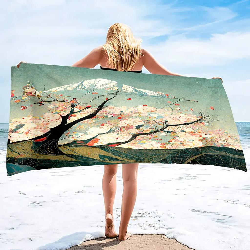 Pink Cherry Blossoms Branch Floral Pattern Soft Highly Absorbent Large Beach Towels Quick Dry Absorbent Bath Towels Blanket