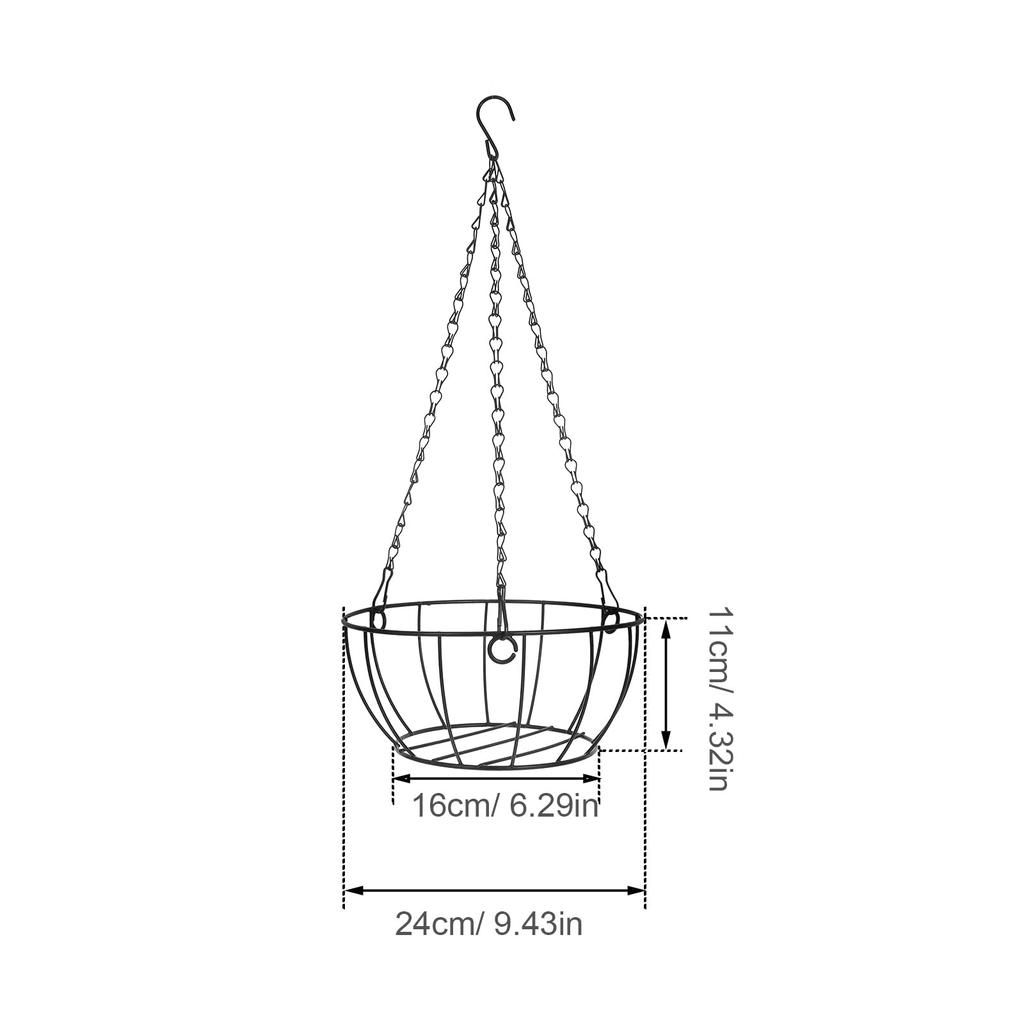 YARNOW Metall-Hängeampelkorb mit Kette, 24 x 16 x 11 cm, Ideal für Balkone und Innenräume, als Hängepflanzenständer und Gartendekoration