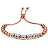 Adjustable Stainless Steel Beaded Bracelet With Rhinestone Accents Minimalist Geometric Design Women Men