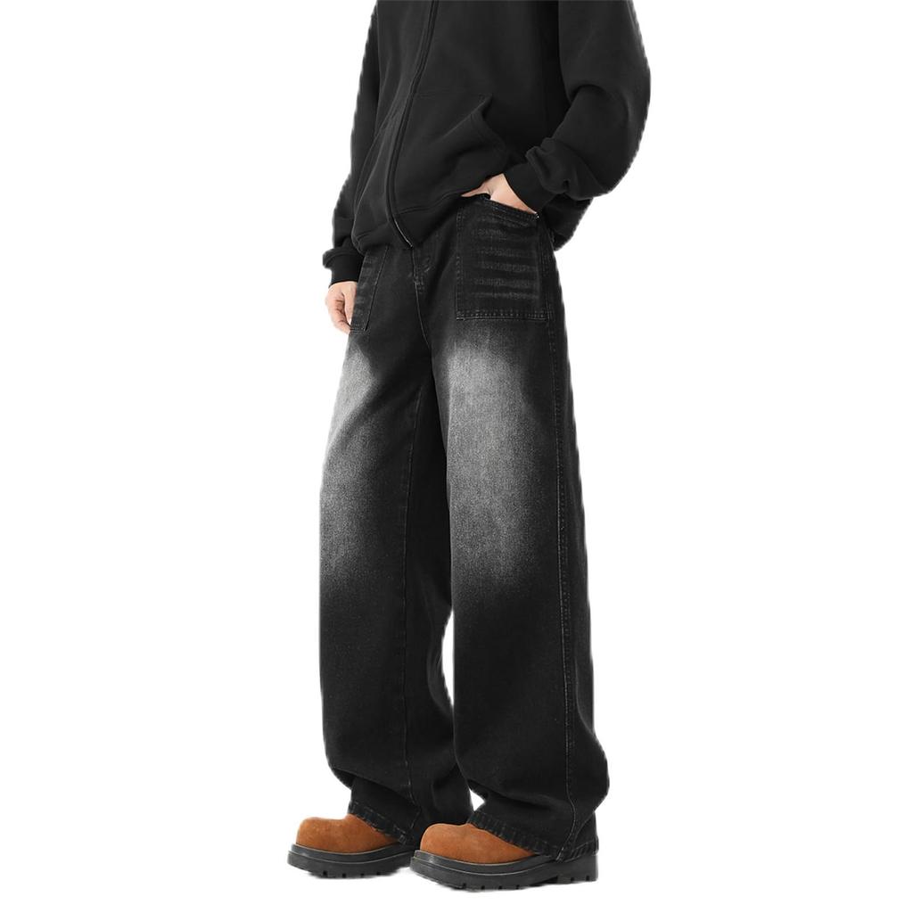 TIDEWORD Baggy Casual Pants for All Stylish for and Winter Men's Wide-Leg Jeans, Jeans, Seasons, Spring, Summer, Fall, (8027-Black-3XL)